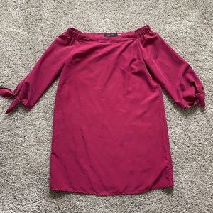 Off the shoulder fuscia dress